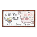 The Grill Master Live Here with the Flame of His Life Personalized 12x24in Wooden Plaque Wooden Frame Sign