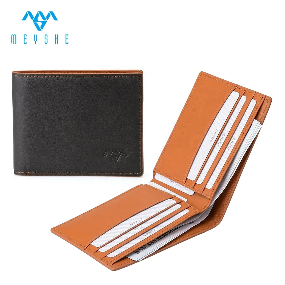 Factory Price Custom Wholesale High End Full Grain Genuine Leather RFID Slim Luxury Card Holder Wallets for Men