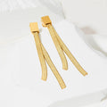 High Polished 18K Gold Plated Stainless Steel Long Drop Earrings No Fade Double Layers Flat Tassel Earrings