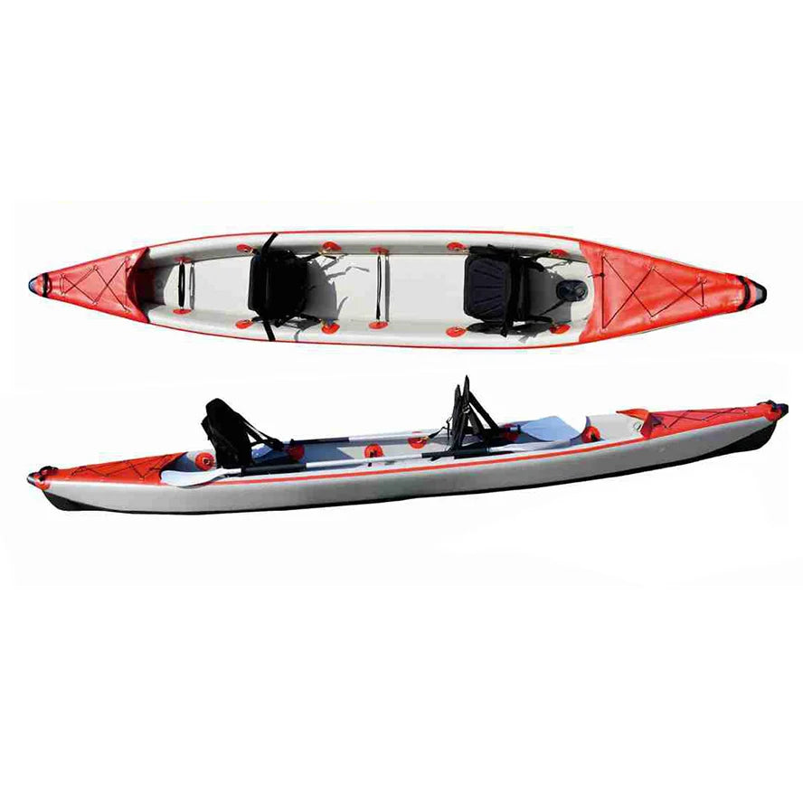 Double Seats 2 Person tandem Watercraft Fishing Pedal Canoe Rowing Boat Inflatable Kayak Drop Stitch