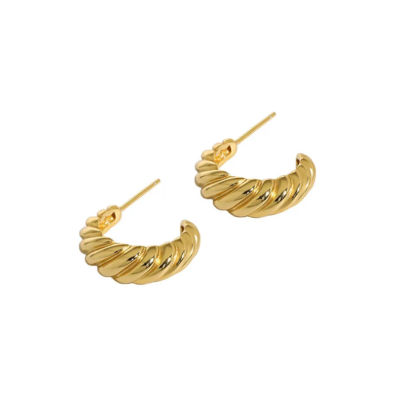 925 Sterling Silver 18k Gold Plated Women Jewelry Twisted Croissant Earrings 2022