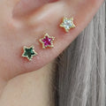 LOZRUNVE 925 Sterling Silver Custom Delicate Star Stone Piercing Earring Set
