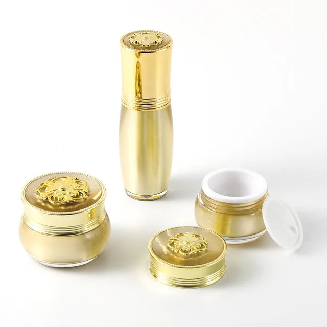 High Quality 20ml 50ml Gold Silver Empty Luxury Skin Care Packaging Set Acrylic Plastic Cap Cosmetic Containers Jar Sengmi S51