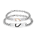 New Stainless Steel Love Couple Bracelet Black Rose Gold Peach Heart Bracelet Puzzle Heart Couple Bracelet for Valentine's Gift
