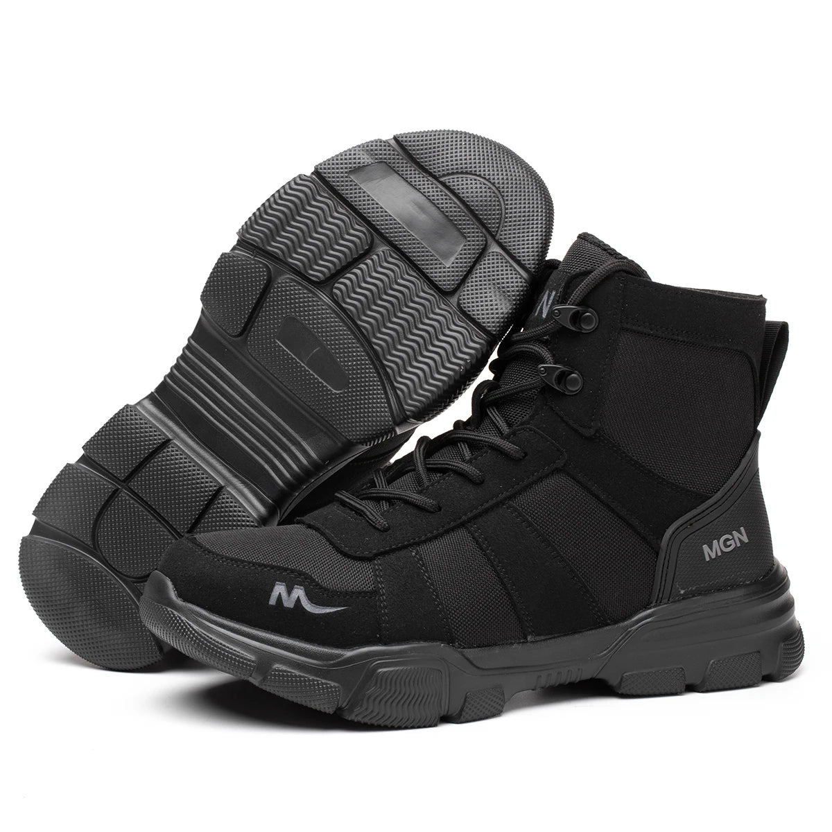 DianSen 211 Unisex Steel Toe Slip Resistant Oil Acid Resistant Flying-Woven Upper Rubber Outsole Safety Boots for Mining