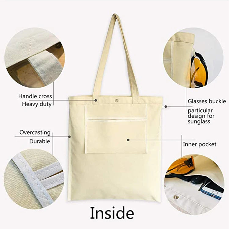 Wholesale Organic Cotton Canvas Tote Shopping Bags Custom Logo Printed Natural Plain Blank Design Cheap Option