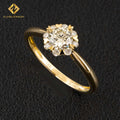 Ready to Ship Instock 14k Real Gold Yellow Gold  Flower Shape 0.5ct Main Stone Real Diamond Engagement Ring
