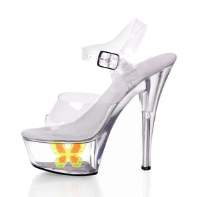 Crystal Platform Stiletto 15 cm Transparent High Heels Fashion Pole Dance Sandals Club Women's Large Summer Shoes