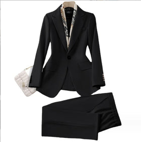 S-4XL Korean Women's Long Sleeved Professional Suit Formal Suit Set Interview Sales Work Suit