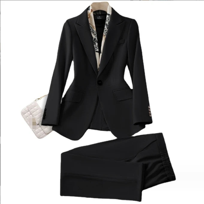 S-4XL Korean Women's Long Sleeved Professional Suit Formal Suit Set Interview Sales Work Suit