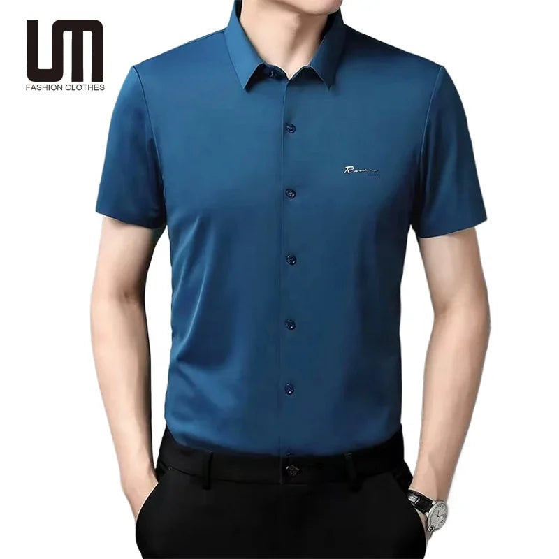 Clearance Sales Fashion Spring Summer Men Casual Single Breasted Solid Color Letter Short Sleeve Tee Shirt