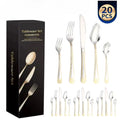 Eco Luxury Gold Stainless Steel Heavy-Duty Titanium Cutlery Set Custom Logo Plate for Wedding Dinner Bulk Polished Box Packed