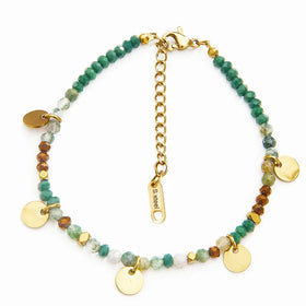Beaded Bracelet Jewelry Colorful Natural Stone Beads Waterproof Stainless Steel Pendant 18k Gold Handmade Bracelet Jewelry