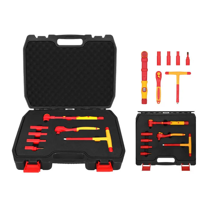 GATmatic 1000V VDE Certified Insulated Socket Wrench Set 24-Piece Hybrid/EV Maintenance Tool Kit for High Voltage Safety