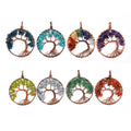 Hot Selling Natural Stone Tree of Life Chakra Amethyst Rose Quart Handmade Wire Twine Gemstone Pendant Necklace Women