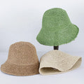 WD-A812 Colorful Plain Green Beige Crochet Straw Bucket Hats for Women