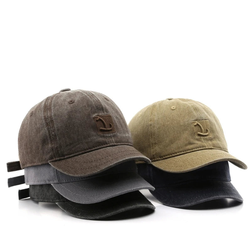 New Fashion Outdoor 6 Panel Curved Short Brim Plain Denim Sports Hat Custom Logo Embroidery Washed Cotton Baseball Cap