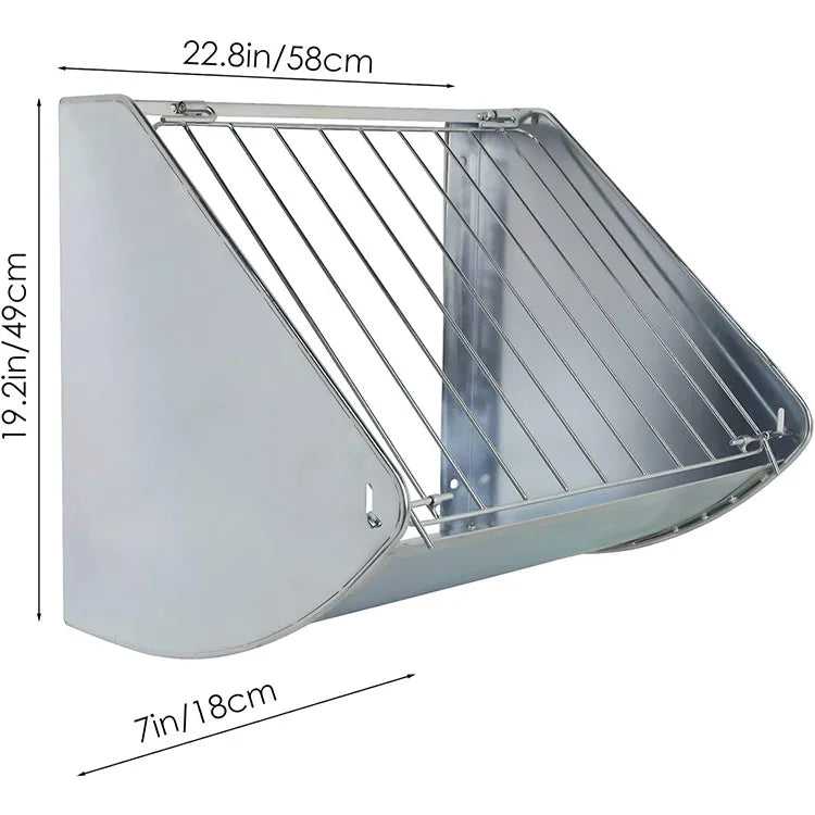 Heavy Duty 2-in-1 Premium Sheet Metal Fabrication Wall Mounted Horse Deer Feeder and Hay Grain Separator Galvanized Steel