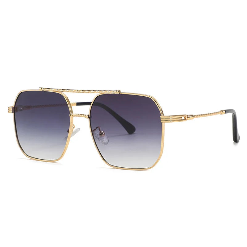 Luxury Handmade Gold Full Rim Metal Oversize Square Fashion Sunglasses CROESUS UV400 Polarized Unisex PC Lenses Model 43257