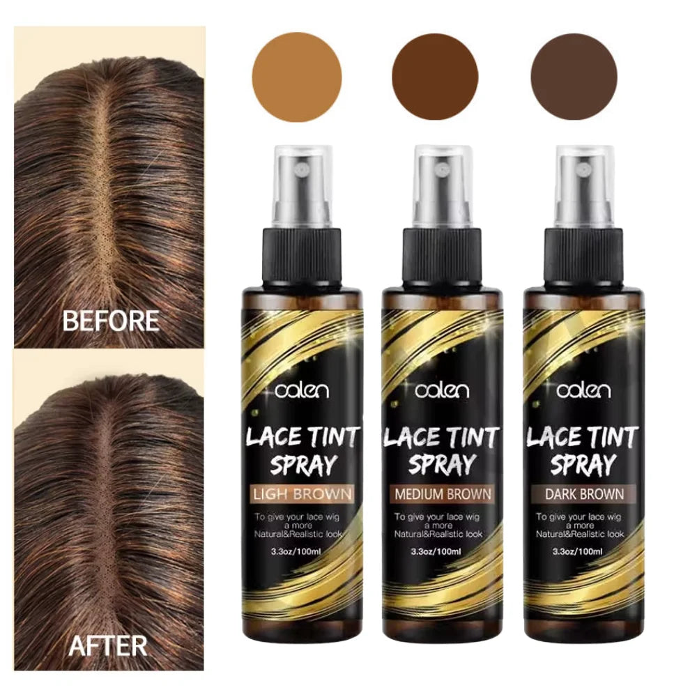 Waterproof Light Brown Three-Color Natural Lace Tint Spray for Wigs Factory Supply Hair Extension Tool