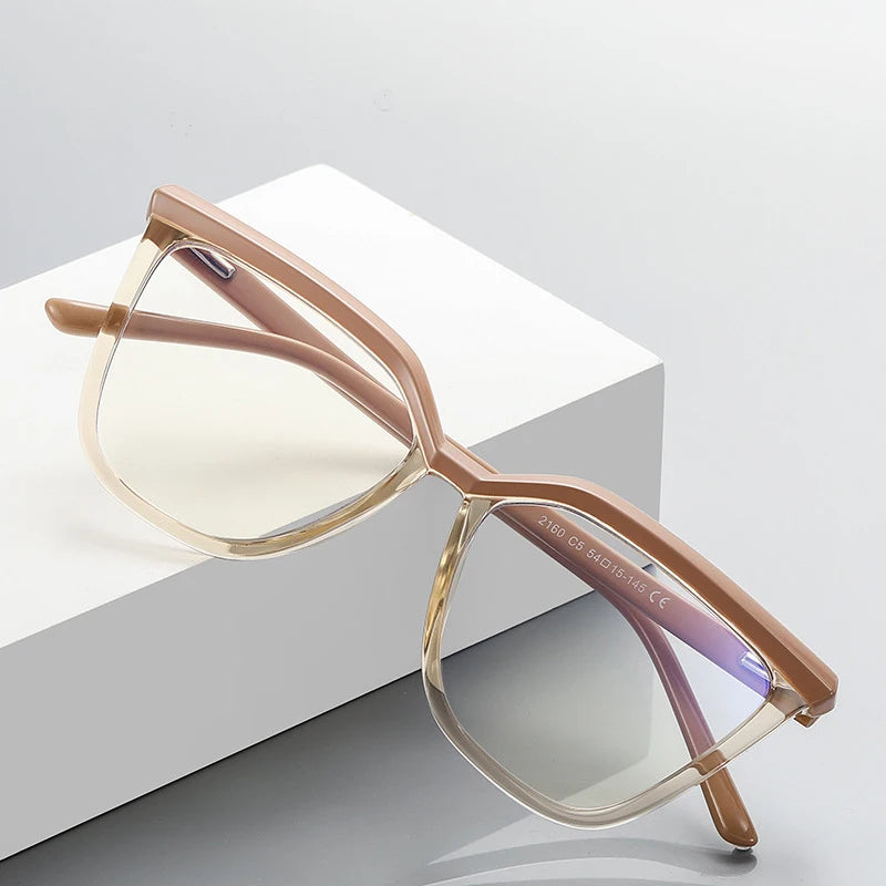 Qmoon 2025 Fashion New TR90 Cat-Eye Large Eye Frame Optical Glasses Frame Fashion Women Anti Blue Light Glasses