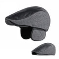 British Vintage Beret Elderly Hats Earprotector Warm Leather Winter Caps Beret Hats for Men