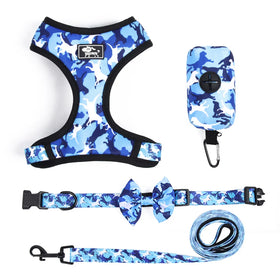 Adjustable Polyester Pet Harness Bandana Reflective Dog Collar Set with Leash for Corgi Teddy French Bulldog Wholesale