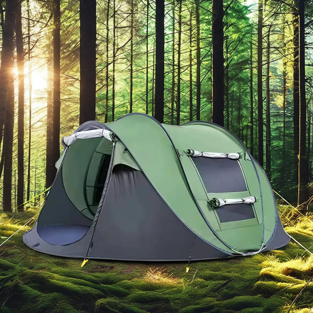 Large Outdoor One-Second Quick Opening Beach Tent Camping Hiking Easy Single Layer Made Oxford Polyester Fabric Fiberglass Pole