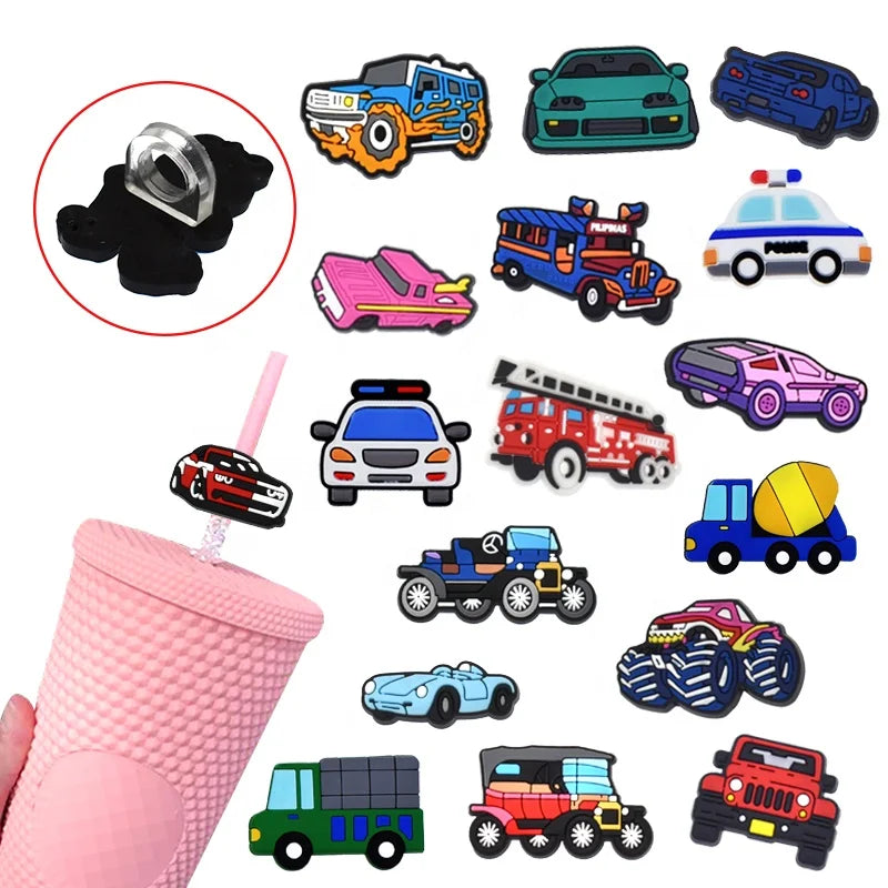 Factory Custom Designer Vintage Car Convertible Vehicle Pvc Straw Tips Wholesale Cars Straw Toppers