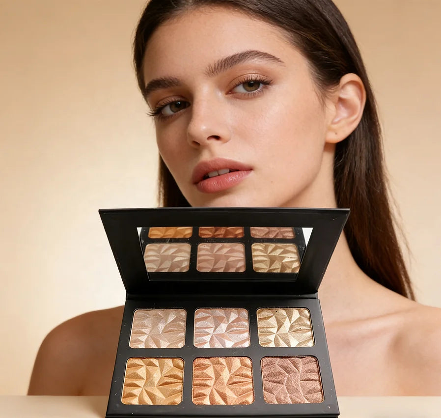 Private Label Custom Highlighter Palette Waterproof Mineral Based Low Price Brown Highlight for Makeup