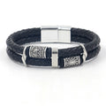 Viking Norse Runes Amulet Double Layer Braided Leather Men Bracelet Alloy Trendy Punk Bangle Male Party Jewelry