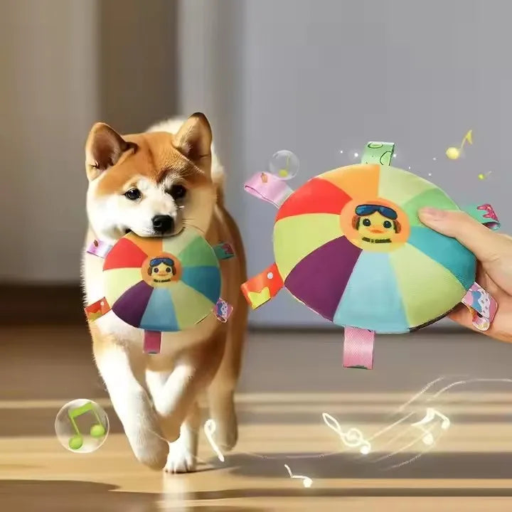 Wholesale Dog Flying Disc Toy Plush Sound Interactive Puppy Flying Disc Bite and Wear Resistance Dog Training Pet Dog Chew Toys