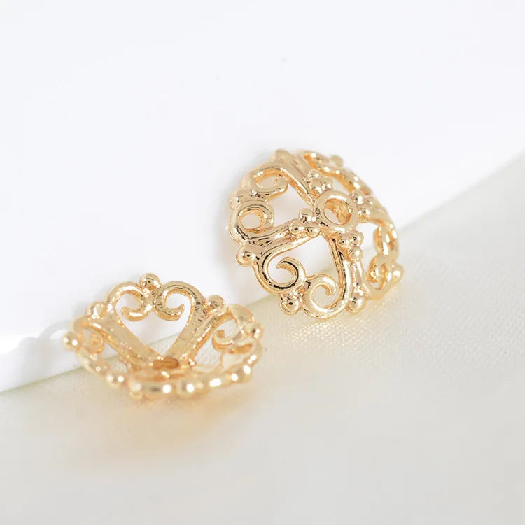 Creative 10*10*3mm 24k Gold Flower Bead Cap DIY Exquisite Brass Hollow Bead Cap for Jewelry Making