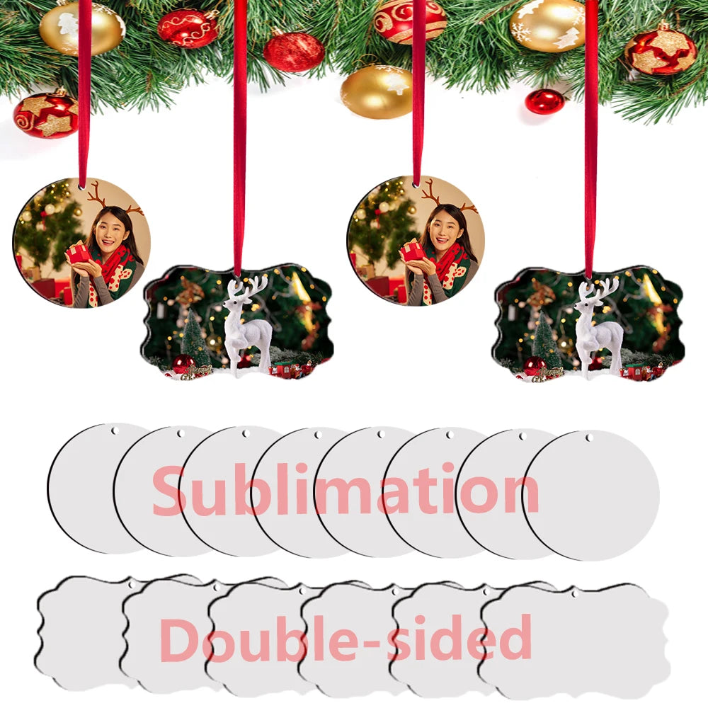 Sublimation Christmas Ornaments Blank Double Sided 2022 Christmas Mdf Round Sublimation Ornaments Blanks