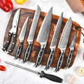 9 Pieces Luxury Damascus Steel Kitchen Cooking Knife Set with Sharpening Stick Shears