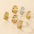 European and American Style Women's Chunky Big Vintage Stainless Steel 18k Gold Unique Geemetric Shapes Sea Pvd Plating Ring