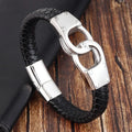 Popular Design Stainless Steel Handcuffs Bracelets Designer Mens Genuine Leather Fashion Bracelets for DIY Jewelry OT-108
