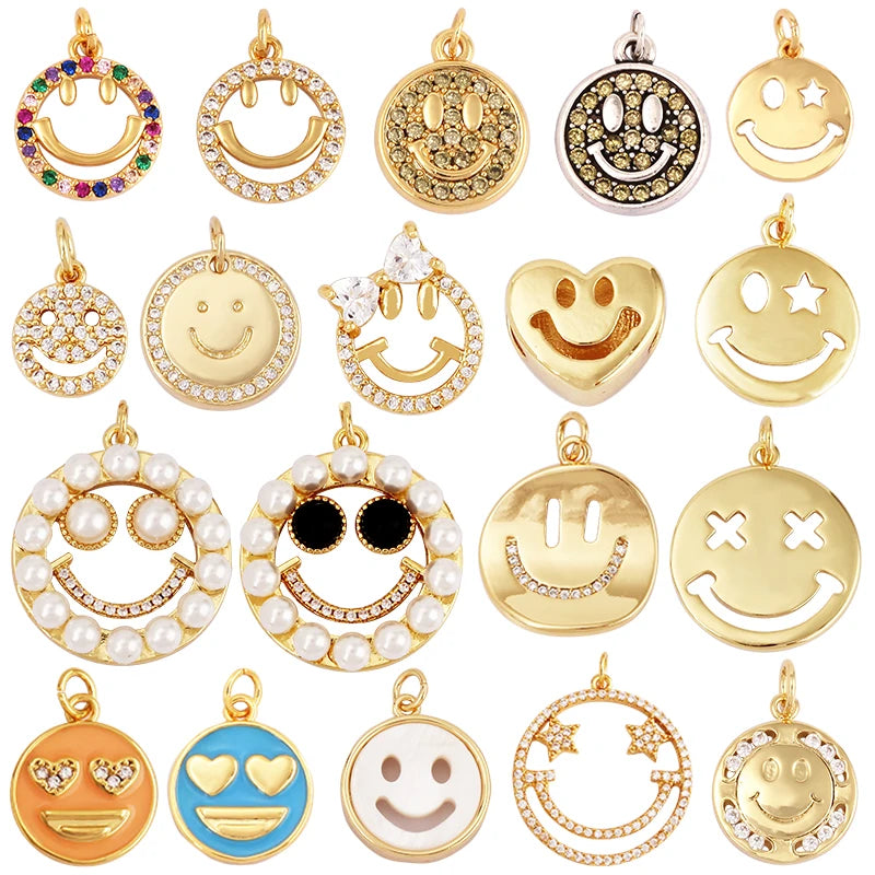 Happy Cry Face Expression Emtion Love Call Me Charm Pendant in Gold Colour Jewelry Necklace Bracelet Making Supplies L92