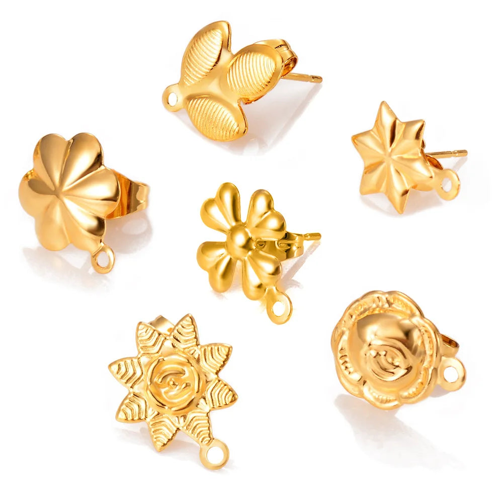 Hot Design Stainless Steel Studs Earring Posts DIY Jewelry Making Flower Earrings Accessories for Custom Jewelry Components
