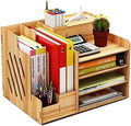Bamboo Office Table File Rack Desk Organizer for Desk Bookshelf Accessories File Organizer Document Stand File Holder Shelves