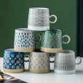 Customized Promotion Wholesale Embossed Arab Cup Ceramic Espresso Porcelain Mug Clay with Round Handle