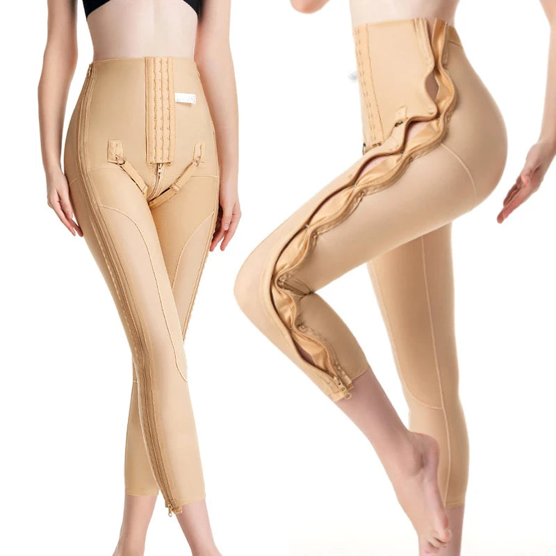 Double Layer Compression Legging Zipper Breathable Post-Liposuction Butt Lift Shapewear Pants Body Shaper BBL Inner Thigh Lipo