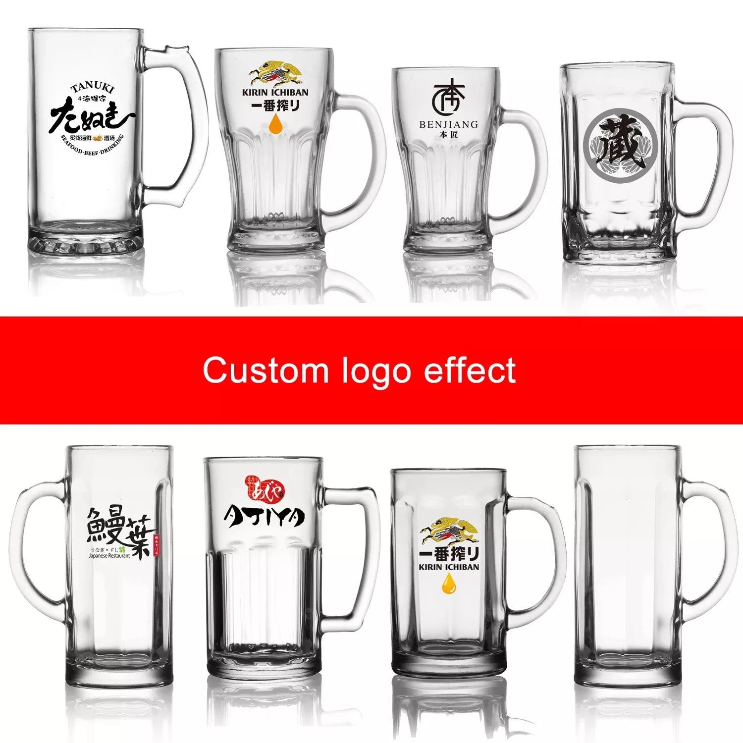 Wholesale Customized Logo 450ml 500ml 600ml 1 Liter Glass Beer Can Sublimation Mug Glass Cup with Handle