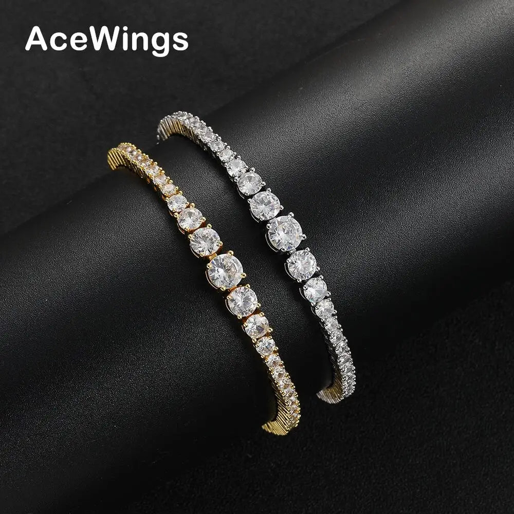 BB229 Brass Cubic Zircon Tennis Bracelets for Men and Women Hip Hop Jewelry