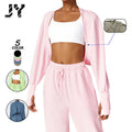 Yoke High Waist in Winter Knitted Cardigan Waist Coat Running Shawl Long Sleeve Custom Logo Cotton Women' s Sweatshirts Set