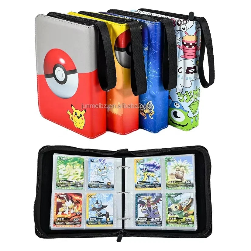 Custom Design PU Photo Album Easel 4 Pocket Binder Cards Holder for Trading Card Collection Zippered Business Card Album