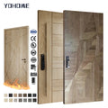 Yohome Sound Insulation Waterproof Exterior Front Main Entry Solid Core Design Modern Pivot Wooden External Doors for Houses