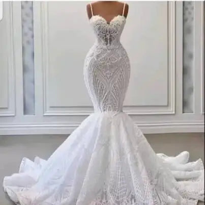 S590Q New White Lace Full-body Beaded Noble Temperament Main Wedding Dress
