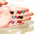 Fashion Earrings Trend 2022 Minimalist 12 Pairs/Set Gold Steel Cut Stud Earrings OEM/ODM Colorful Mini Heart Shell Stud Earrings