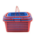 Portable Multi-Size Red/Blue Plastic Fruit Picking Vegetable Washing Basket Hand-Held Supermarket Shopping Storage Square Design